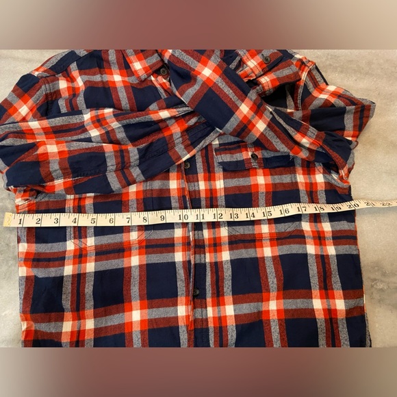 George Super Soft Red Blue Plaid Flannel Button Down Shirt Pockets Size S - Picture 8 of 12